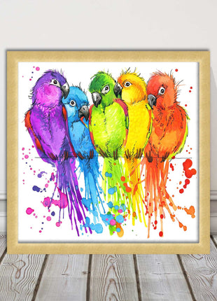 framed picture wall art colourful parrots painting vibrant colours modern