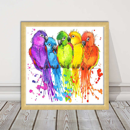 framed picture wall art colourful parrots painting vibrant colours modern