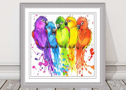 framed picture wall art colourful parrots painting vibrant colours modern