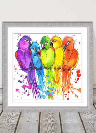 framed picture wall art colourful parrots painting vibrant colours modern
