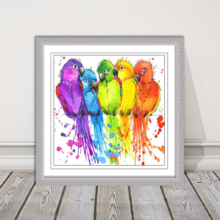 framed picture wall art colourful parrots painting vibrant colours modern