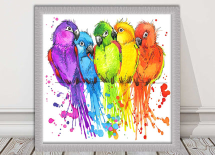 framed picture wall art colourful parrots painting vibrant colours modern