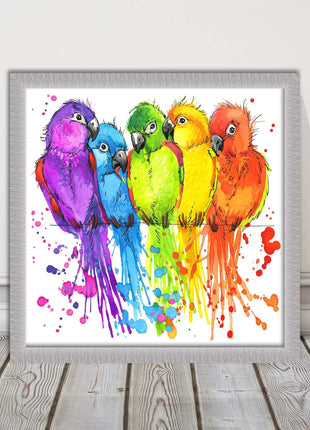 framed picture wall art colourful parrots painting vibrant colours modern