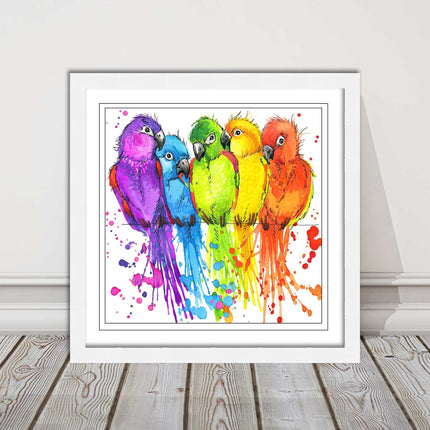 framed picture wall art colourful parrots painting vibrant colours modern