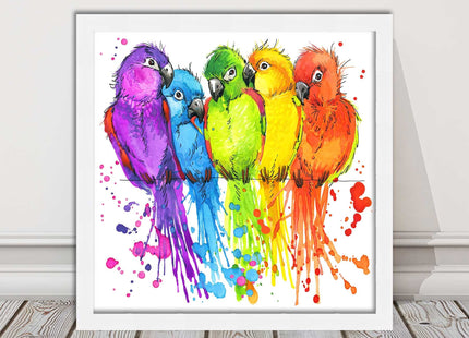 framed picture wall art colourful parrots painting vibrant colours modern