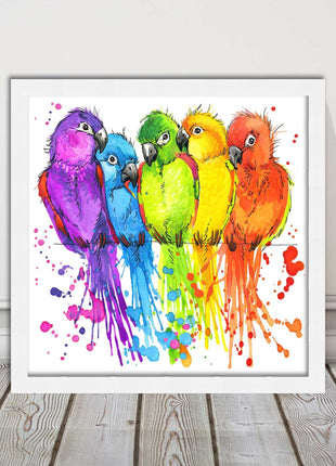 framed picture wall art colourful parrots painting vibrant colours modern