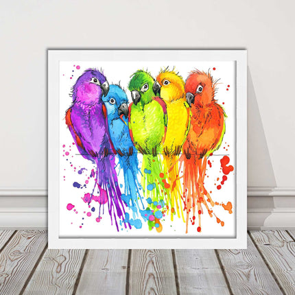 framed picture wall art colourful parrots painting vibrant colours modern