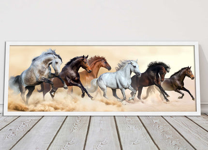 Wild Horses painting. Panoramic framed picture print. A choice of frames.