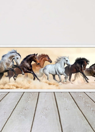 Wild Horses painting. Panoramic framed picture print. A choice of frames.