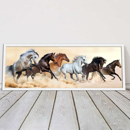 Wild Horses painting. Panoramic framed picture print. A choice of frames.