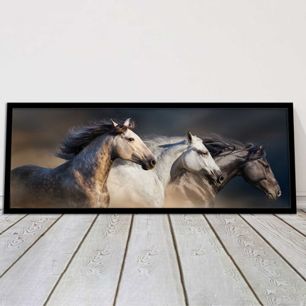 Wild Horses galloping Panoramic framed picture print A choice of picture frames.