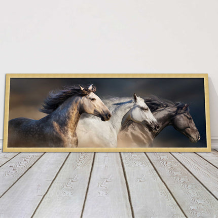Wild Horses galloping Panoramic framed picture print A choice of picture frames.