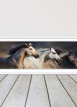 Wild Horses galloping Panoramic framed picture print A choice of picture frames.