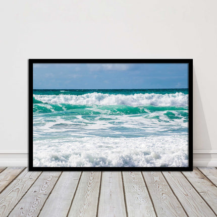 cornish waves tropical blue colours framed picture picutre print landscape