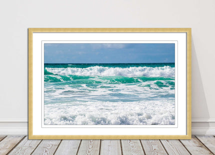 cornish waves tropical blue colours framed picture picutre print landscape