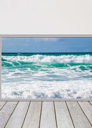 cornish waves tropical blue colours framed picture picutre print landscape