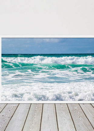 cornish waves tropical blue colours framed picture picutre print landscape