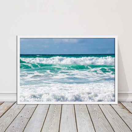 cornish waves tropical blue colours framed picture picutre print landscape