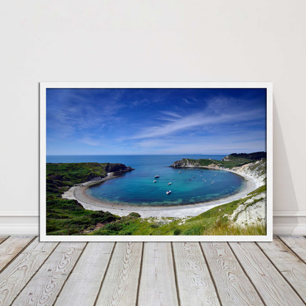 Lulworth Cove, Jurassic coast. Sea view. Framed picture print choice of colours