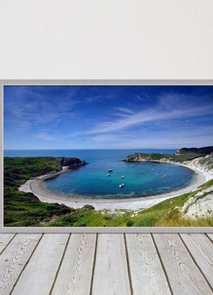 Lulworth Cove, Jurassic coast. Sea view. Framed picture print choice of colours