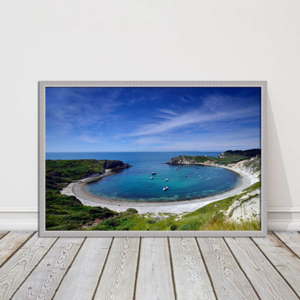 Lulworth Cove, Jurassic coast. Sea view. Framed picture print choice of colours