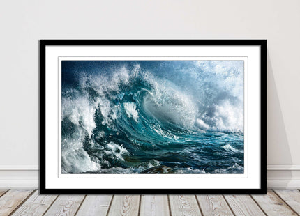 Ocean wave in the storm. Framed picture print with a choice of frame colours.