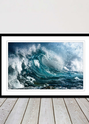 Ocean wave in the storm. Framed picture print with a choice of frame colours.