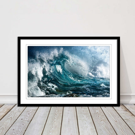 Ocean wave in the storm. Framed picture print with a choice of frame colours.