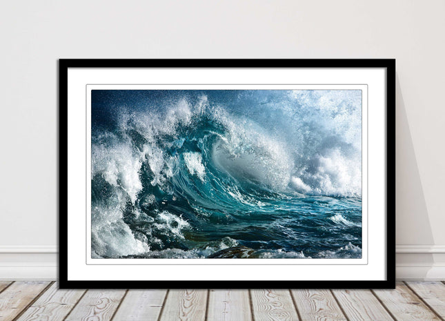 Ocean wave in the storm. Framed picture print with a choice of frame colours.