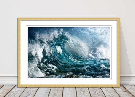 Ocean wave in the storm. Framed picture print with a choice of frame colours.