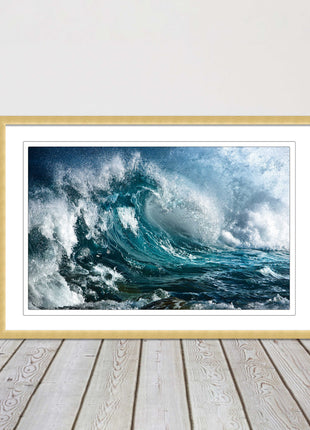 Ocean wave in the storm. Framed picture print with a choice of frame colours.