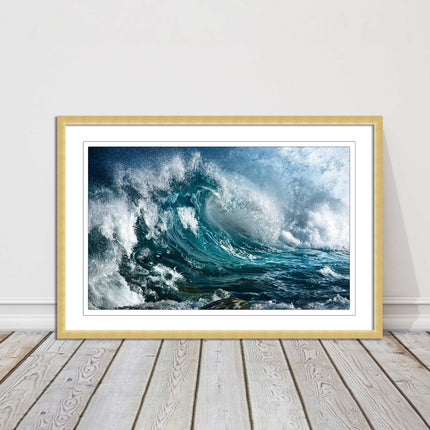 Ocean wave in the storm. Framed picture print with a choice of frame colours.