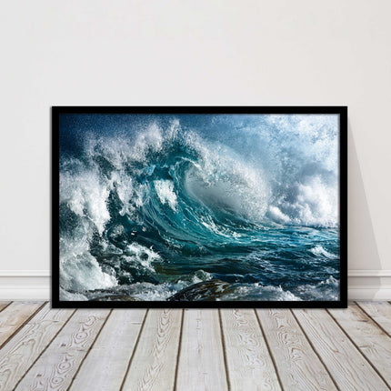 Ocean wave in the storm. Framed picture print with a choice of frame colours.