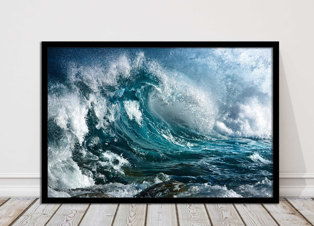 Ocean wave in the storm. Framed picture print with a choice of frame colours.
