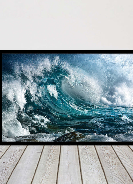 Ocean wave in the storm. Framed picture print with a choice of frame colours.