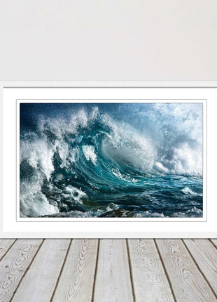 Ocean wave in the storm. Framed picture print with a choice of frame colours.