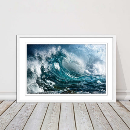 Ocean wave in the storm. Framed picture print with a choice of frame colours.