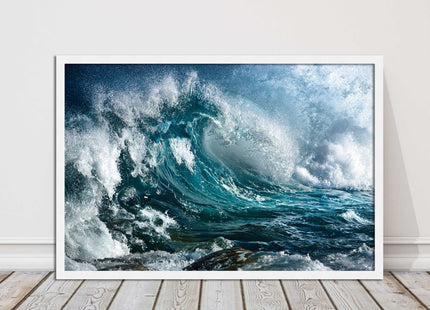 Ocean wave in the storm. Framed picture print with a choice of frame colours.