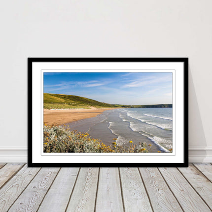 Woolacombe Beach, Devon. Sea view. framed picture print