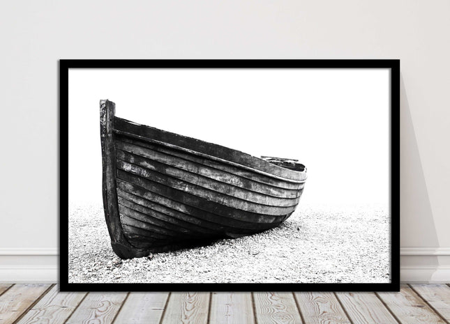 old rowing boat black and white art framed picture print choice of frame