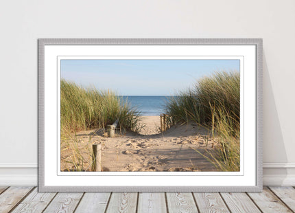 Beach Path sandbanks in the sand dunes. framed picture print choice frames