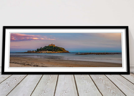 picture frame and print st michaels mount castle in cornwall at sunset wall art