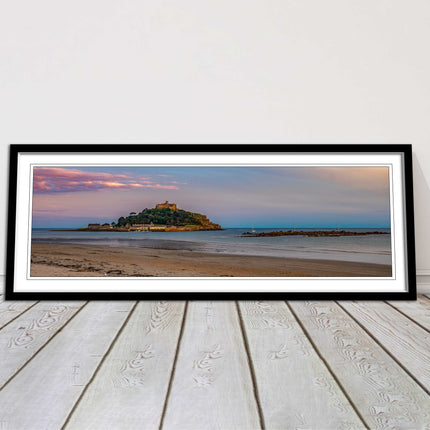 picture frame and print st michaels mount castle in cornwall at sunset wall art