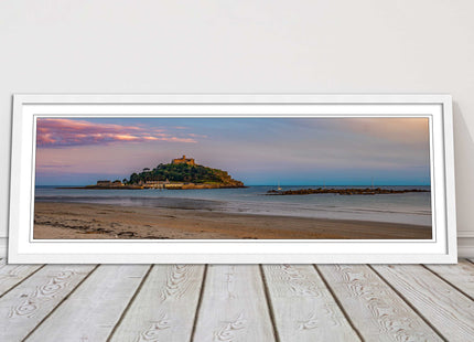 picture frame and print st michaels mount castle in cornwall at sunset wall art