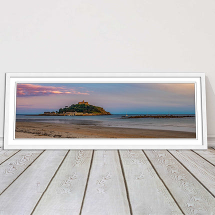 picture frame and print st michaels mount castle in cornwall at sunset wall art