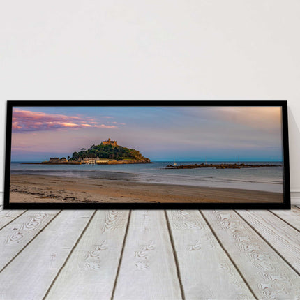 picture frame and print st michaels mount castle in cornwall at sunset wall art