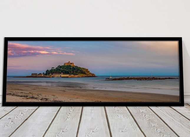 picture frame and print st michaels mount castle in cornwall at sunset wall art