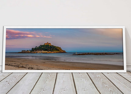 picture frame and print st michaels mount castle in cornwall at sunset wall art