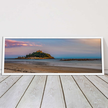 picture frame and print st michaels mount castle in cornwall at sunset wall art