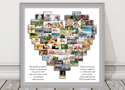 heart shape custom collage my pictures arranged framed picture print wedding